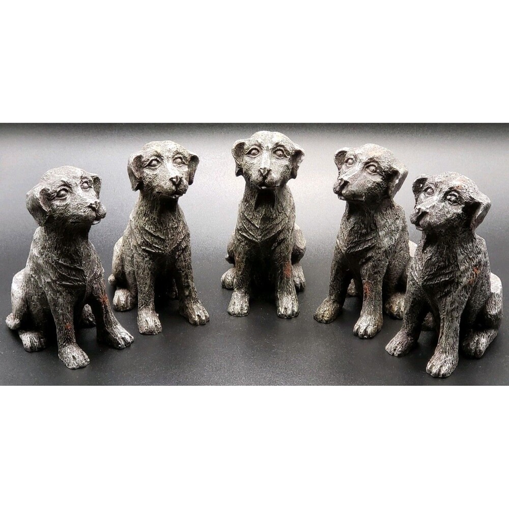 Labrador Black Dog Sitting Resin Figurine Plate Or Plant Holder Four Inches Tall